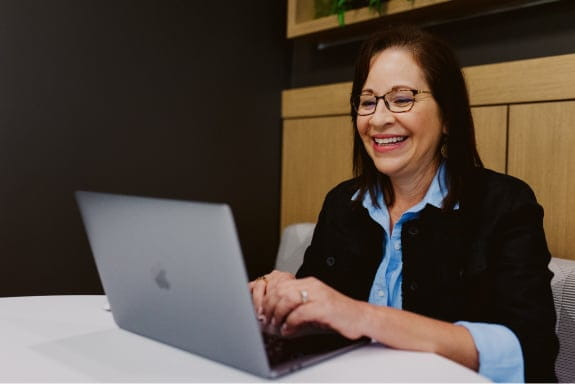 Woman working on laptop