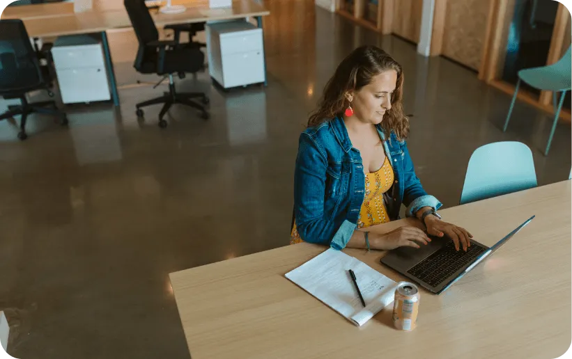 User working at a desk